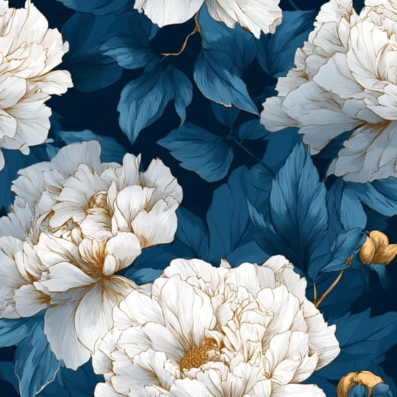 Peel and Stick Wallpaper Vintage Navy Peony 23.6in x 9.8ft Self Adhesive Contact Paper Removable