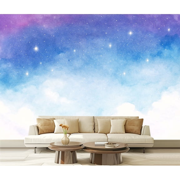 Peel and Stick Wallpaper Watercolor colorful space galaxy Modern Art Wall Mural Decor Self Adhesive and Removable 69in x 98in