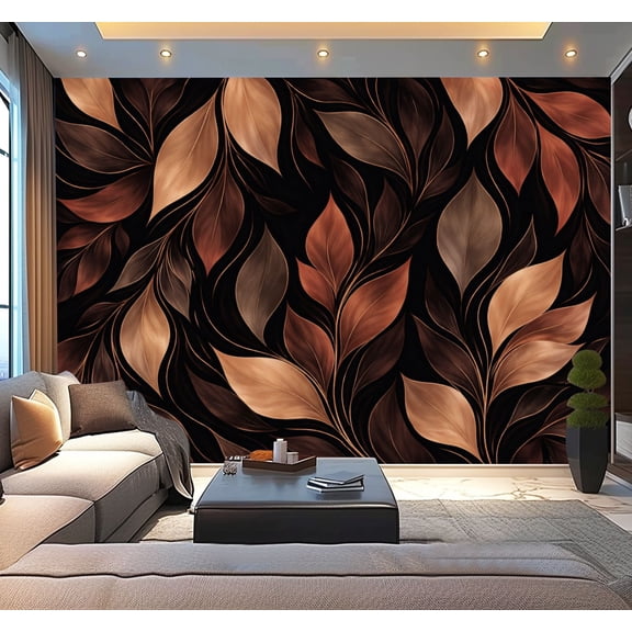 Peel and Stick Wallpaper Waterproof Abstract Autumn Leaves Warm Copper Bronze Tones Wall Mural Decor Self Adhesive and Removable 100in x 144in