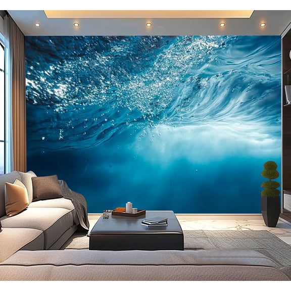 Peel and Stick Wallpaper Waterproof Abstract blue Water sunbeams Wall Mural Decor Self Adhesive and Removable 100in x 144in