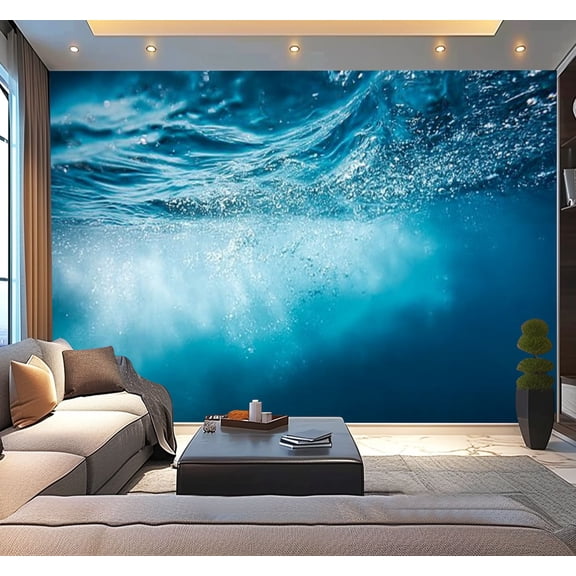 Peel and Stick Wallpaper Waterproof Abstract blue Water sunbeams Wall Mural Decor Self Adhesive and Removable 100in x 144in