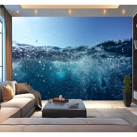Peel and Stick Wallpaper Waterproof Air bubbles underwater sea blue sky water surface Wall Mural Decor Self Adhesive and Removable 100in x 144in