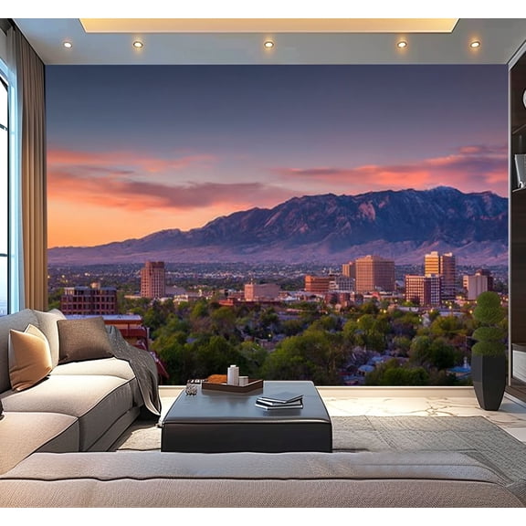 Peel and Stick Wallpaper Waterproof Albuquerque Cityscape Wall Mural Decor Self Adhesive and Removable 100in x 144in