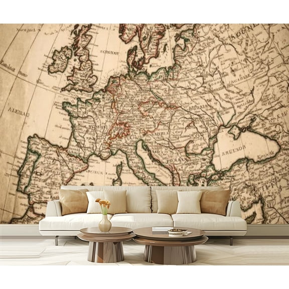 Peel and Stick Wallpaper Waterproof Antique old map Wall Mural Decor Self Adhesive and Removable 69in x 98in