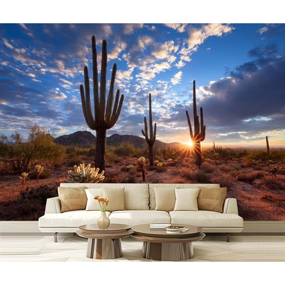 Peel and Stick Wallpaper Waterproof Arizona desert landscape sunset Wall Mural Decor Self Adhesive and Removable 69in x 98in