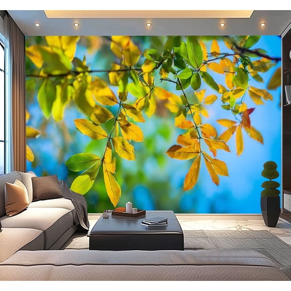 Peel and Stick Wallpaper Waterproof Autumn tree Up view shot Wall Mural Decor Self Adhesive and Removable 100in x 144in