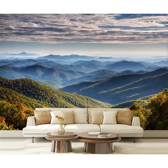 Peel and Stick Wallpaper Waterproof Blue Ridge Parkway National Park Sunrise Scenic Autumn Wall Mural Decor Self Adhesive and Removable 69in x 98in