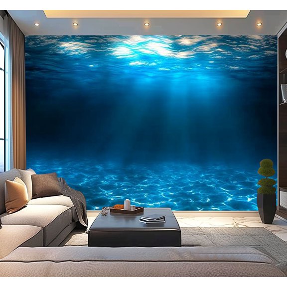 Peel and Stick Wallpaper Waterproof Blue deep water abstract natural Wall Mural Decor Self Adhesive and Removable 100in x 144in
