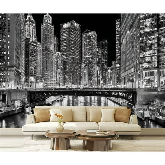 Peel and Stick Wallpaper Waterproof Chicago Wall Mural Decor Self Adhesive and Removable 69in x 98in