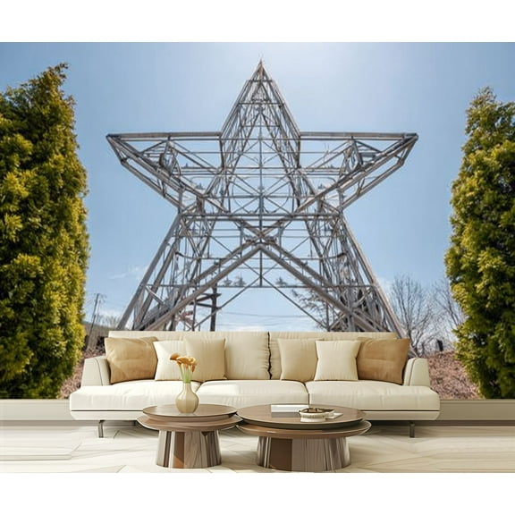 Peel and Stick Wallpaper Waterproof City Virginia spring Mill Mountain star Wall Mural Decor Self Adhesive and Removable 69in x 98in