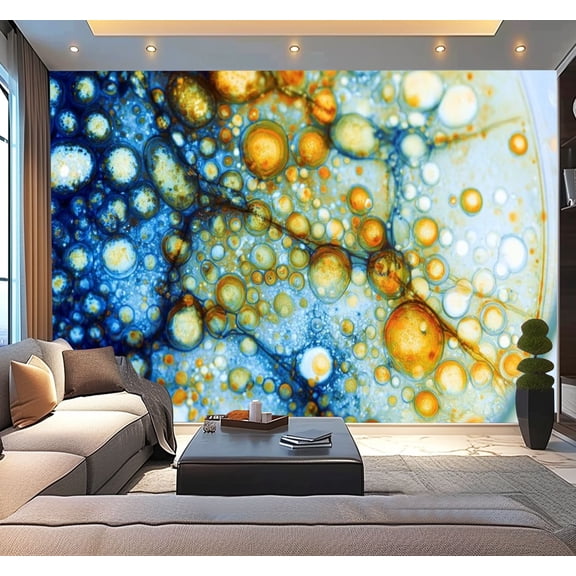 Peel and Stick Wallpaper Waterproof Close up Petri dish colourful bubbles Wall Mural Decor Self Adhesive and Removable 100in x 144in