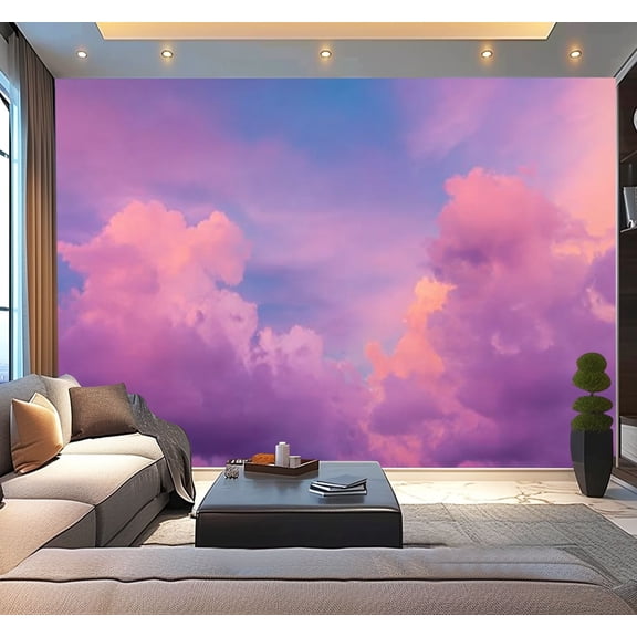 Peel and Stick Wallpaper Waterproof Colorful clouds sunset sky nature Wall Mural Decor Self Adhesive and Removable 100in x 144in