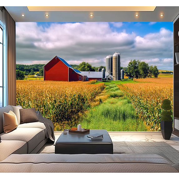 Peel and Stick Wallpaper Waterproof Corn crop Iowa farm harvest time photo Wall Mural Decor Self Adhesive and Removable 100in x 144in