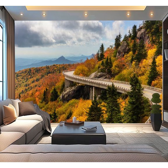 Peel and Stick Wallpaper Waterproof Cove Viaduct Autumn Wall Mural Decor Self Adhesive and Removable 100in x 144in