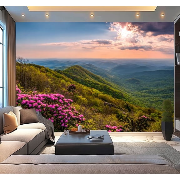 Peel and Stick Wallpaper Waterproof Craggies Blue Ridge Wall Mural Decor Self Adhesive and Removable 100in x 144in