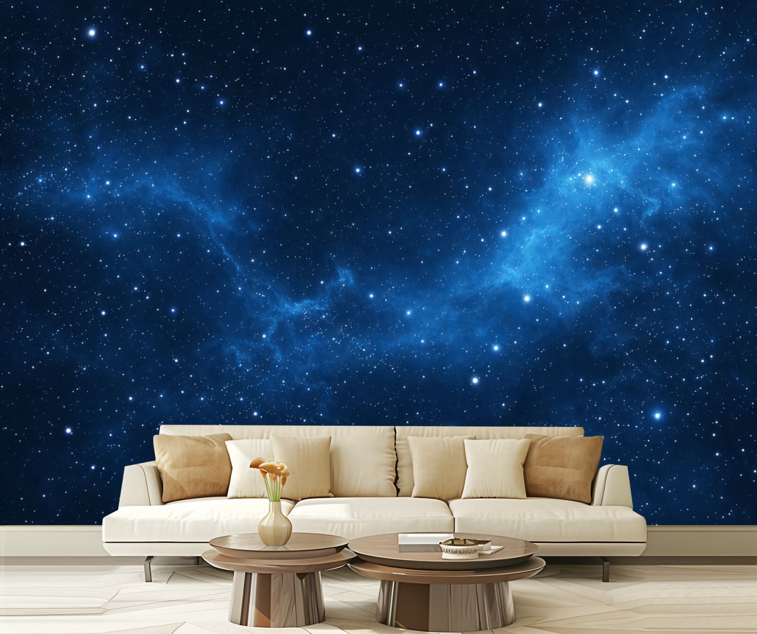 Peel and Stick Wallpaper Waterproof Deep Blue Cosmic Sky Stars Nebula ...