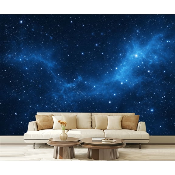 Peel and Stick Wallpaper Waterproof Deep Blue Cosmic Sky Stars Nebula Wall Mural Decor Self Adhesive and Removable 69in x 98in