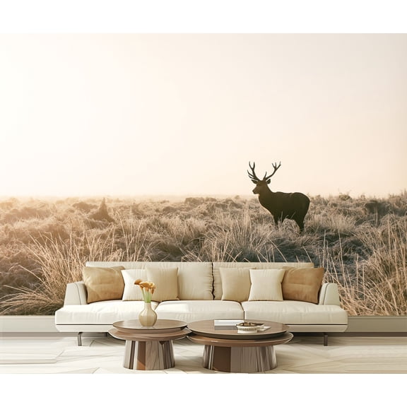 Peel and Stick Wallpaper Waterproof Deers frosty winter morning Richmon Park London Wall Mural Decor Self Adhesive and Removable 69in x 98in
