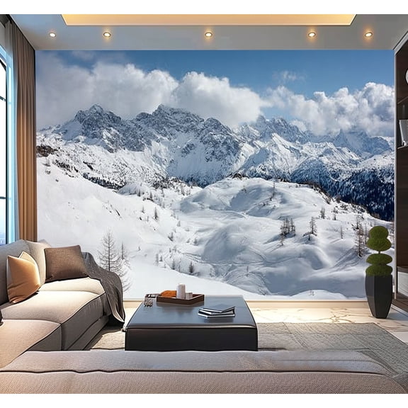 Peel and Stick Wallpaper Waterproof Dolomiti mountains winter Wall Mural Decor Self Adhesive and Removable 100in x 144in