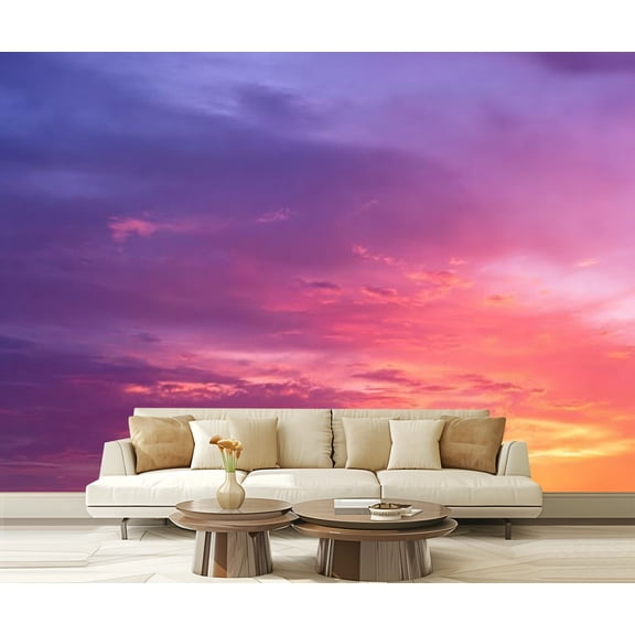 Peel and Stick Wallpaper Waterproof Dramatic Twilight Cloudscape Sunset Sunrise Wall Mural Decor Self Adhesive and Removable 69in x 98in
