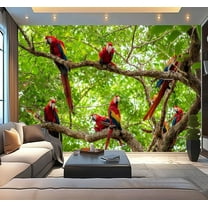 Peel and Stick Wallpaper Waterproof Flock scarlet macaws wild Wall Mural Decor Self Adhesive and Removable 100in x 144in