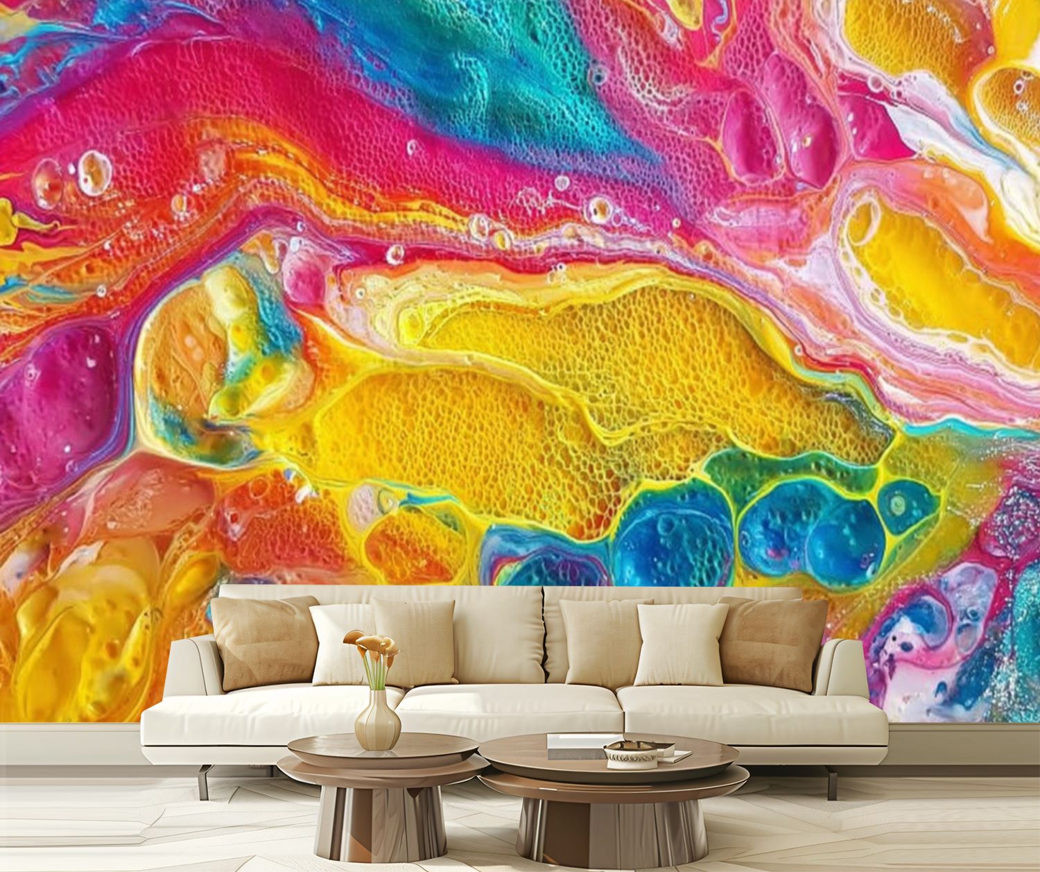 Peel and Stick Wallpaper Waterproof Fluid Art Abstract colorful Mixing ...