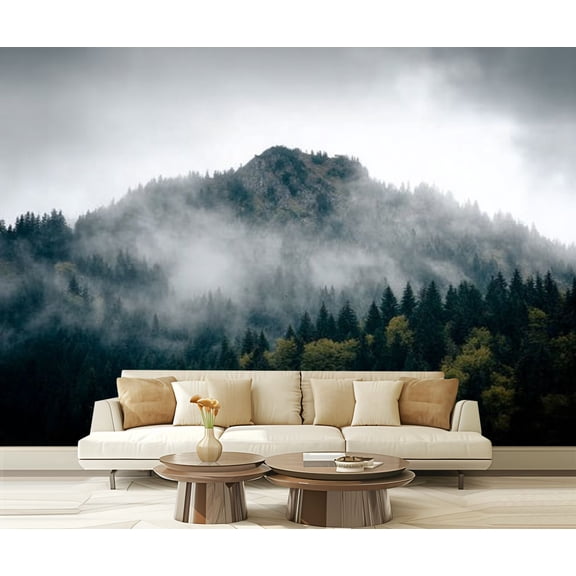 Peel and Stick Wallpaper Waterproof Foggy mountain Wall Mural Decor Self Adhesive and Removable 69in x 98in