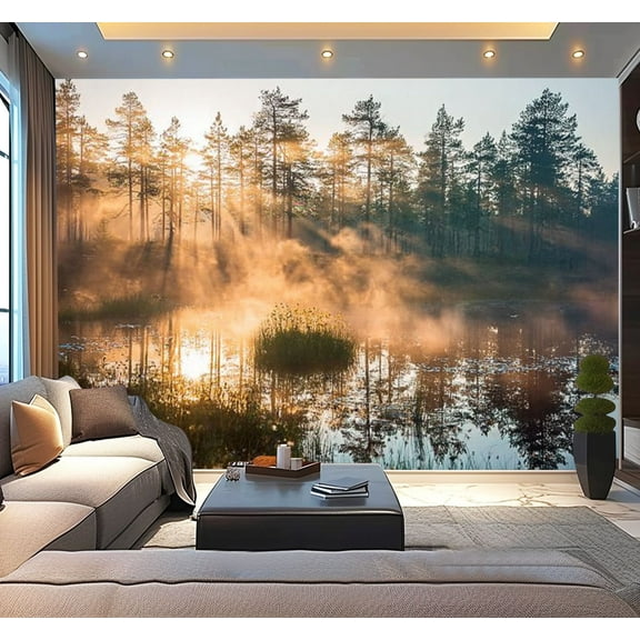 Peel and Stick Wallpaper Waterproof Forest sunrise Wall Mural Decor Self Adhesive and Removable 100in x 144in