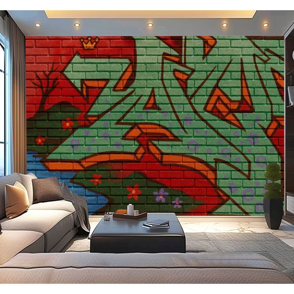 Peel and Stick Wallpaper Waterproof Graffiti Brick Wall Art Wall Mural Decor Self Adhesive and Removable 100in x 144in