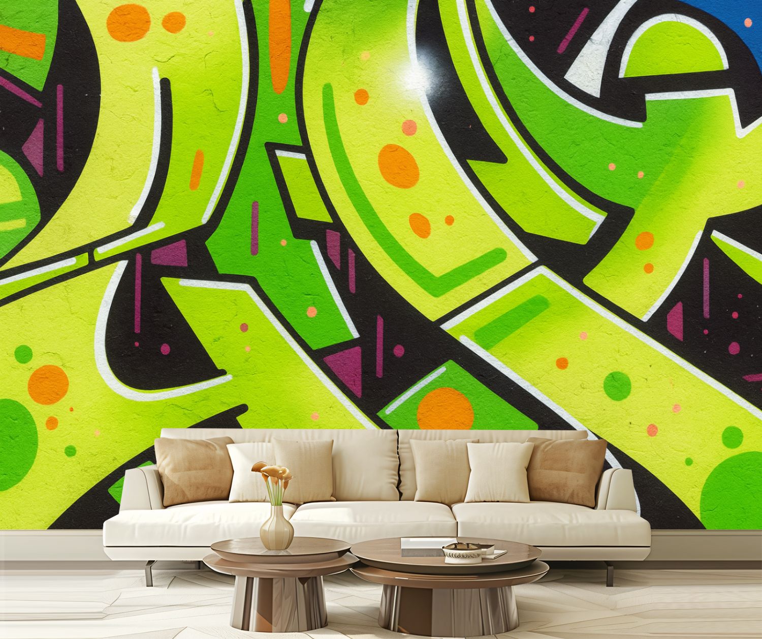 Peel and Stick Wallpaper Waterproof Gren graffiti Wall Mural Decor Self ...