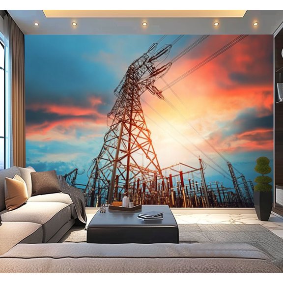 Peel and Stick Wallpaper Waterproof High voltage post Wall Mural Decor Self Adhesive and Removable 100in x 144in