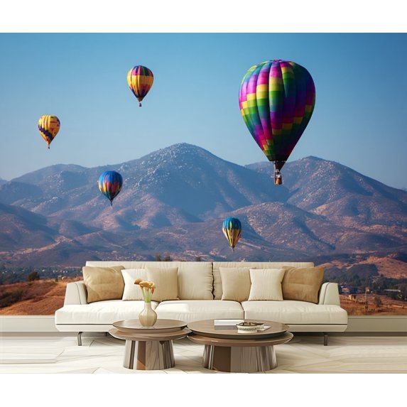 Peel and Stick Wallpaper Waterproof Hot air Balloons Skinner Lake Temecula California Wall Mural Decor Self Adhesive and Removable 69in x 98in