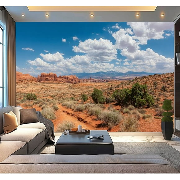 Peel and Stick Wallpaper Waterproof La Sal Mountains View Arches National Park Wall Mural Decor Self Adhesive and Removable 100in x 144in