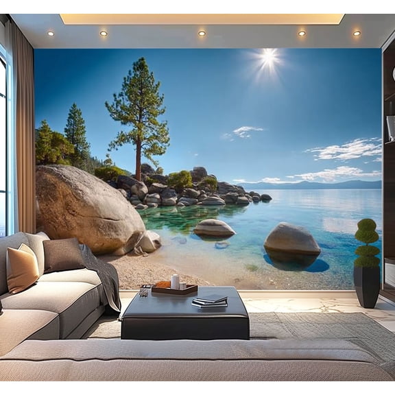Peel and Stick Wallpaper Waterproof Lake Tahoe Wall Mural Decor Self Adhesive and Removable 100in x 144in