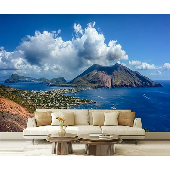 Peel and Stick Wallpaper Waterproof Landscape view islands Sicily Italy Wall Mural Decor Self Adhesive and Removable 69in x 98in
