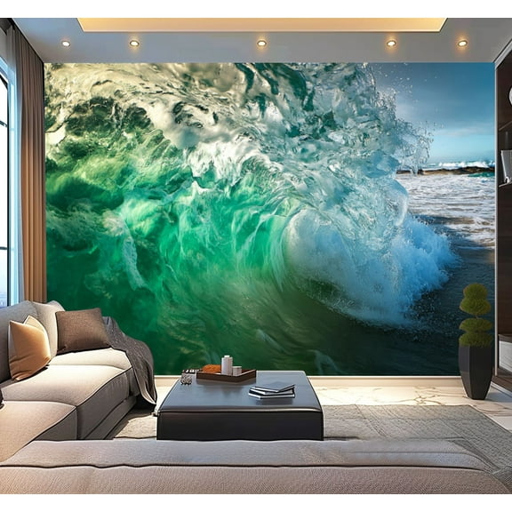 Peel and Stick Wallpaper Waterproof Large colourful wave ocean rock Wall Mural Decor Self Adhesive and Removable 100in x 144in