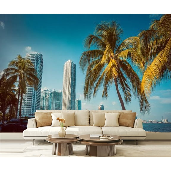 Peel and Stick Wallpaper Waterproof Miami Wall Mural Decor Self Adhesive and Removable 69in x 98in