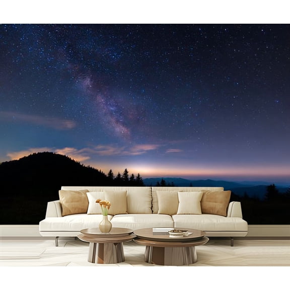 Peel and Stick Wallpaper Waterproof Milky Way Blue Ridge Parkway Wall Mural Decor Self Adhesive and Removable 69in x 98in