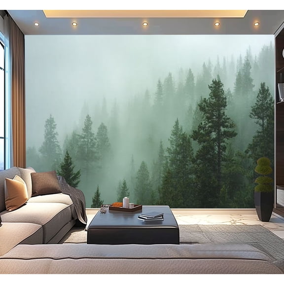 Peel and Stick Wallpaper Waterproof Misty Pine Forest Wall Mural Decor Self Adhesive and Removable 100in x 144in