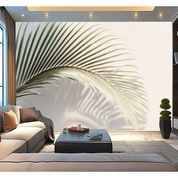 Peel and Stick Wallpaper Waterproof Modern Palm Frond Print Soft Lines Gentle Shadows Wall Mural Decor Self Adhesive and Removable 100in x 144in