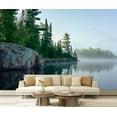thumbnail image 1 of Peel and Stick Wallpaper Waterproof Morning Reflections Foggy Wilderness Lake Wall Mural Decor Self Adhesive and Removable 69in x 98in, 1 of 8