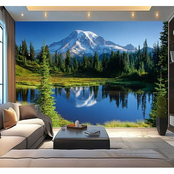 Peel and Stick Wallpaper Waterproof Mount Rainier National Park Wall Mural Decor Self Adhesive and Removable 100in x 144in