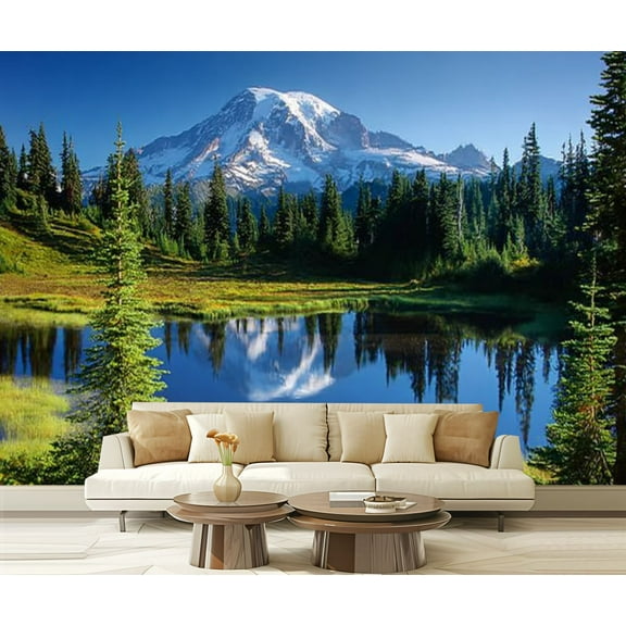 Peel and Stick Wallpaper Waterproof Mount Rainier National Park Wall Mural Decor Self Adhesive and Removable 69in x 98in