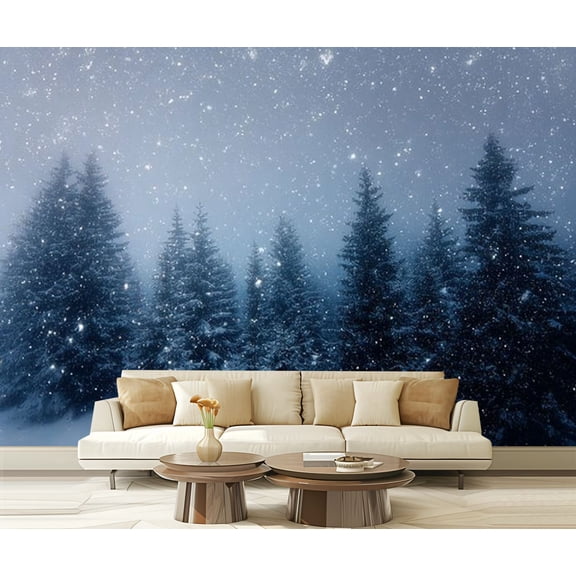 Peel and Stick Wallpaper Waterproof Night snowfall Wall Mural Decor Self Adhesive and Removable 69in x 98in