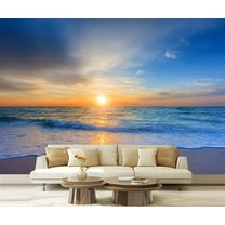 Peel and Stick Wallpaper Waterproof Ocean Beach Sunset Wall Mural Decor Self Adhesive and Removable 69in x 98in
