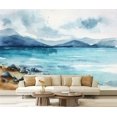 thumbnail image 1 of Peel and Stick Wallpaper Waterproof Ocean watercolor hand painting Wall Mural Decor Self Adhesive and Removable 69in x 98in, 1 of 8