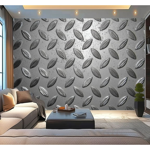 Peel and Stick Wallpaper Waterproof Old steel diamond plate Wall Mural Decor Self Adhesive and Removable 100in x 144in