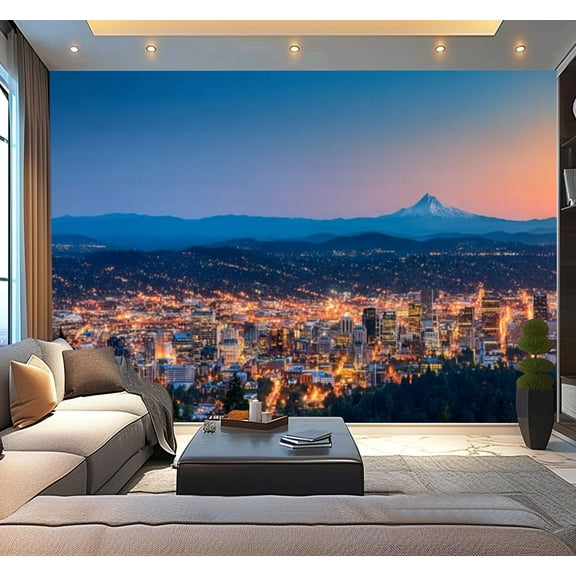 Peel and Stick Wallpaper Waterproof Portland Oregon Skyline Wall Mural Decor Self Adhesive and Removable 100in x 144in
