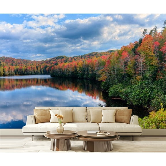 Peel and Stick Wallpaper Waterproof Price Lake Blue Ridge Parkway North Wall Mural Decor Self Adhesive and Removable 69in x 98in