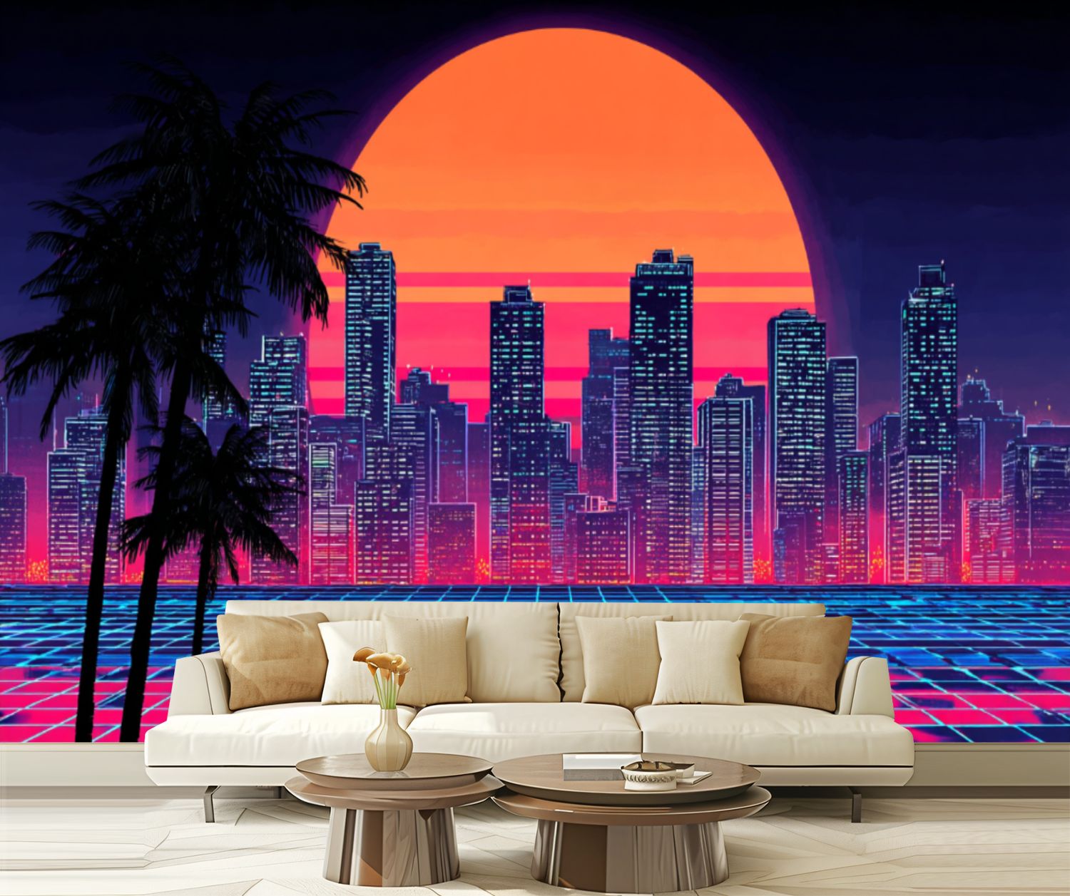 Peel and Stick Wallpaper Waterproof Retro wave synthwave vaporwave ...